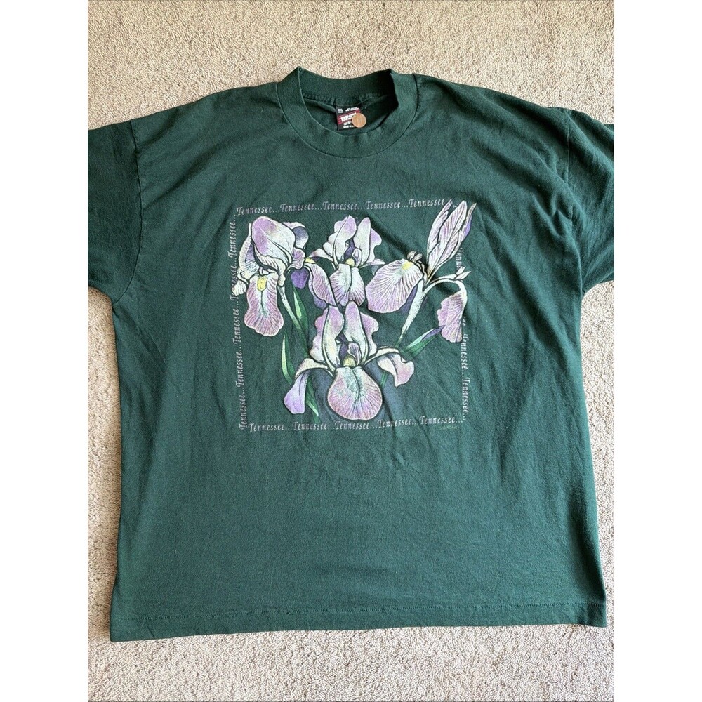 VTG Best Fruit Of The Loom Tennessee Purple Iris Single Stitch Green XXL Shirt